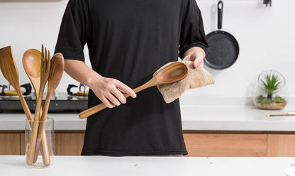 Big Wooden Spoon for Cooking, 17-Inch Kitchen Serving Scoop for Big Pot, Heavy Food Service Spoon