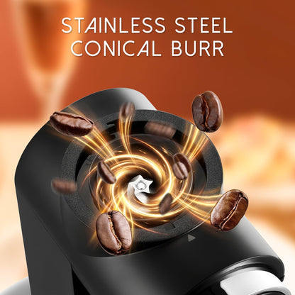 Ollygrin Conical Burr Coffee Grinder Electric, Compact Coffee Grinder for Home Use,Burr Mill Grinder with 30 Precise Grinding Sizes, Touch Panel, Removable Burr & Coffee Container, 2-12 Cups