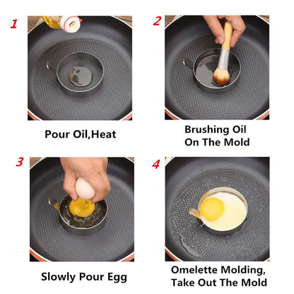 Colorsheng Egg Ring,3 Inch Stainless Steel Omelet Mold Pancake Ring Metal Kitchen Cooking Tool (3 Pack)