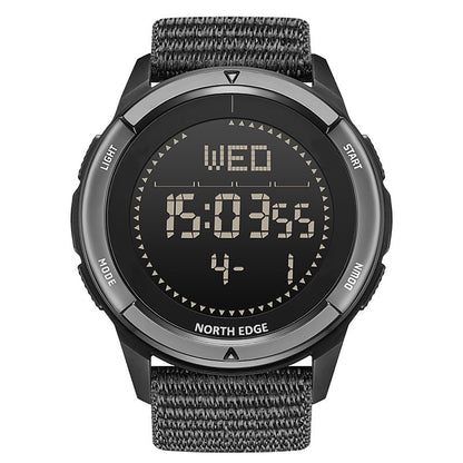 NORTH EDGE Military-Watch for Men - Tactical Survival Watch, Men's Women's Digital Wrist Watches for Sports Outdoors, Pedometer, Compass, Calories, Durable Nylon Band (Black, Nylon Band)