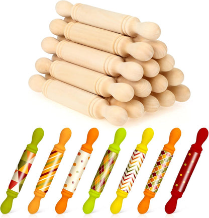 20 5.5 Inches Pieces Mini Rolling Pin for Crafts Long Wooden Dough Roller Small Wooden Rolling Pins for Kids Children