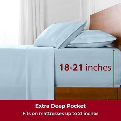 Mellanni Extra Deep Full Sheets - Hotel Luxury Bedding Set | Ultra Soft, Cooling, Stain Resistant (Full, Aqua)
