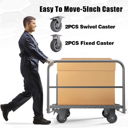 Panel Cart, Heavy Duty Flatbed Cart with 5In Swivel Caster 2000LBS Weight Capacity Lumber Drywall Mattress Cart Transporting Heavy Loads with Ease and Efficiency 2PCS Straps for Platform Truck