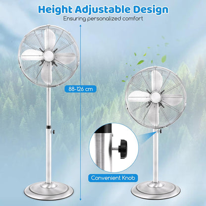 Tangkula 16-Inch Metal Pedestal Fan - Adjustable Height, 3 Speeds, 75° Oscillation | Ideal for Living Room & Office