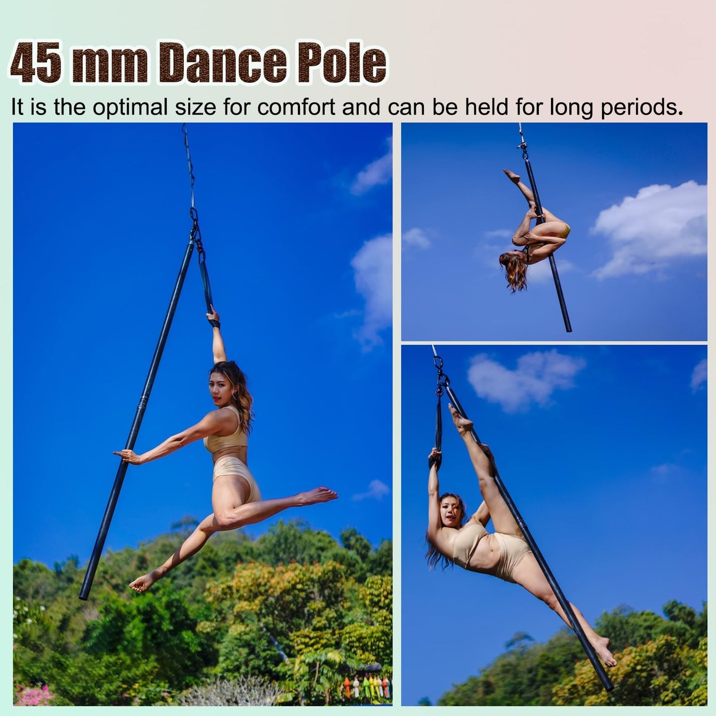 Minglez 6.6 ft / 9.8 ft Flying Pole for Aerial Dance, Portable Stripper Dancing Pole for Exercise, Professional Suspension Fitness Tube for Pub/Apartment(Black,3.0m/9.8ft)