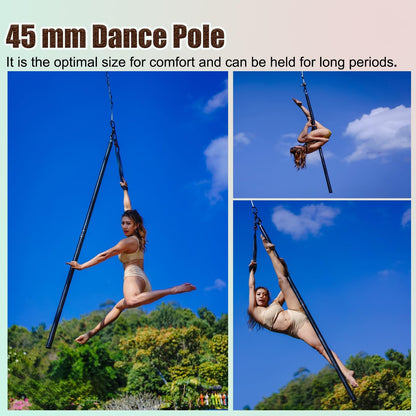 Minglez 6.6 ft / 9.8 ft Flying Pole for Aerial Dance, Portable Stripper Dancing Pole for Exercise, Professional Suspension Fitness Tube for Pub/Apartment(Black,3.0m/9.8ft)