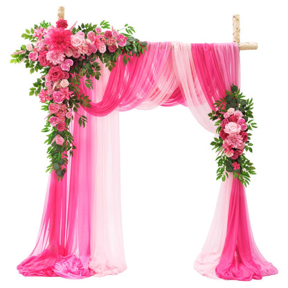 TINGE TIME Wedding Arch Flowers Kit - Deluxe 5pcs Artificial Floral Swag with 3 Sheer Drapes, Realistic Silk Flower Arrangements for Wedding Ceremony Arbor Backdrop Reception Party Home Decor