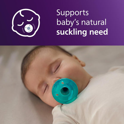Philips Avent Soothie Baby Pacifiers - 100% Silicone, BPA-Free, Durable Design, Green, 4 Pack for 0-3 Months
