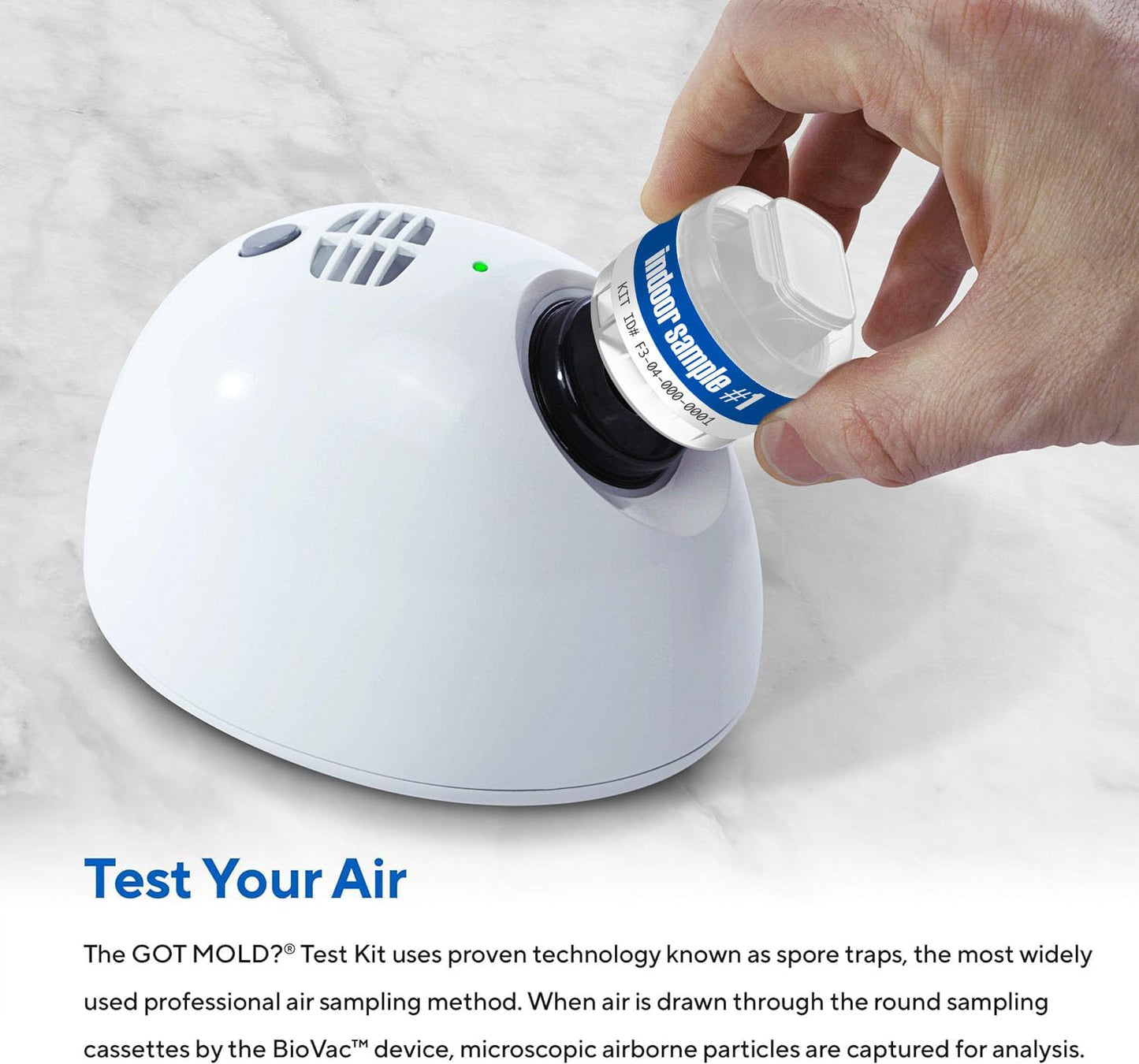 3 ROOM KIT | Test Your Air! Professional Quality Mold Test Kit for Home - All Fees Included - 1, 2 & 3-Room Test Kits & Refills - Reusable BioVac™ Air Sampler - Full Mold Type & Quantity Analysis