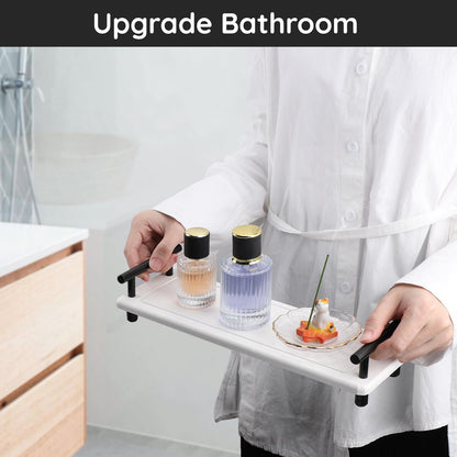 Segbeauty 12x4in Bathroom Tray, Absorbing Quick Dry Stone Drying Mat With Handle, Diatomaceous Sink Caddy Vanity Soap Organizer Holder, Kitchen Counter Bathroom Decor