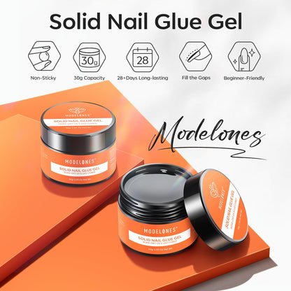 modelones 9 in One Gel Nail Glue Brush On Nail Glue 15 ml for Tips, Rhinestones, Base Coat, Blooming Art Gel Kit for Press on Nails Acrylic Tips U V Lamp Needed 2Pcs