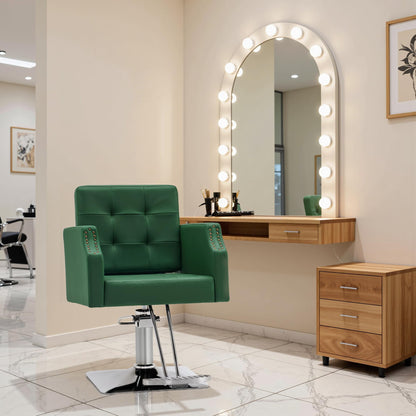BarberPub Classic Salon Chair for Hair Stylist,Hydraulic Barber Styling Chair,Beauty Salon Spa Equipment 8818 (Green)
