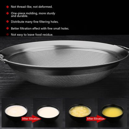 Collfa Punch Hole Sieve Fine Mesh Stainless Steel Small Colander Strainer With Handle Metal Micro Sifter Set of 2 for Kitchen Baking and Food Filter Rice,Tea,Pasta,Flour,Juice,Mini 3.55 and 4.33 Inch
