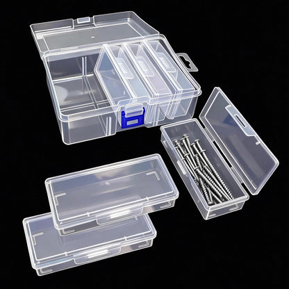 Kexinglu 14Pcs Bead Organizer Box, Plastic Organizer Box with Adjustable Dividers, Small Clear Diamond Storage Containers Rectangle Case with Hinged Lid for Jewelry Travel DIY Art Bracelet Craft Nail