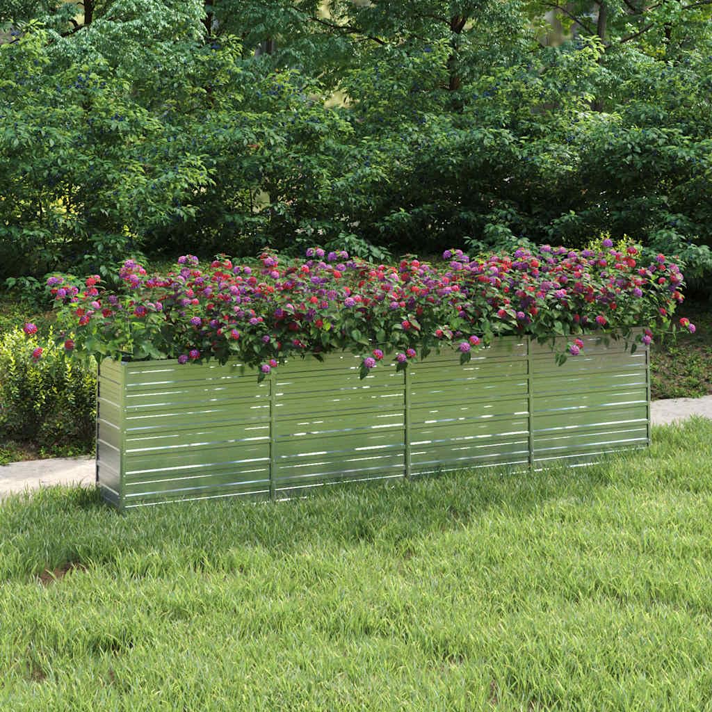 Foknhdi Large Galvanized Steel Raised Garden Bed 126x126x30.3 in Silver Modern Outdoor Planter Box for Vegetables Flowers Herbs on Patio Backyard