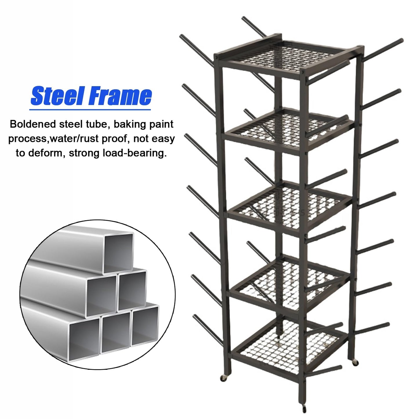 YHdtUO Yoga Mat Storage and Organizer Rack, Free Standing Home Gym Garage Storage Holder for Dumbbells/Foam Roller/Yoga Blocks, Commercial Workout Equipment Storage,White-45x37x150cm/17.7x14.6x59in