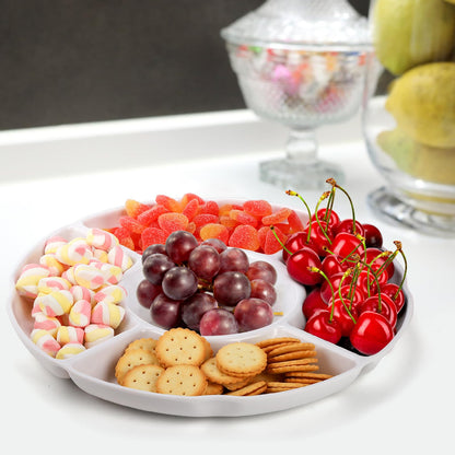 Pumtus 3 Pack Divided Serving Tray, 13 Inch Melamine Chip and Dip Platter, 5 Sectional Appetizer Veggie Plate, Party Snack Relish Tray for Serving Food, Nuts, Candy, Dried Fruit, Veggies