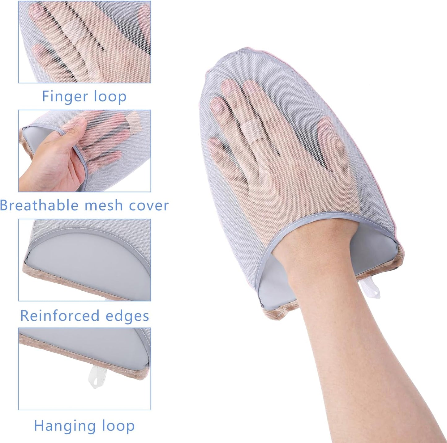 Garment Steamer Ironing Gloves with Finger Loop, Heat Resistant Waterproof Mitt for Clothes (grey)