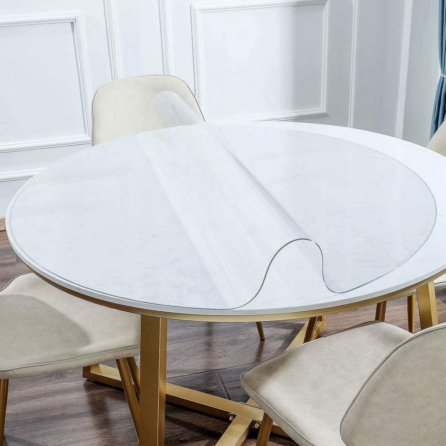 15 Inch 1.5mm NECAUX Round Clear Table Cover Protector, Thick Upgraded Version, Unshrinkable Waterproof Oil Proof