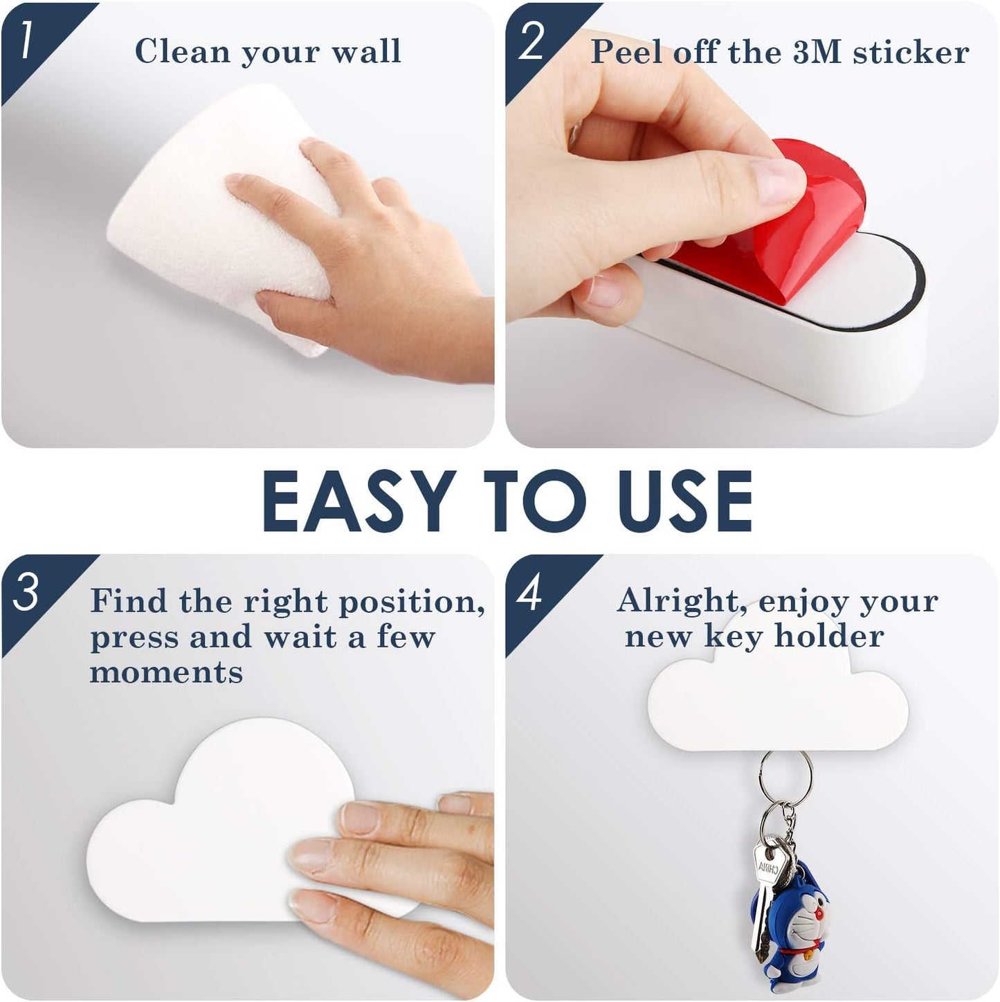 MoKo Magnetic Key Holder, [2 Pack] Magnetic Key Rack Organizer with Adhesive Key Ring Holder