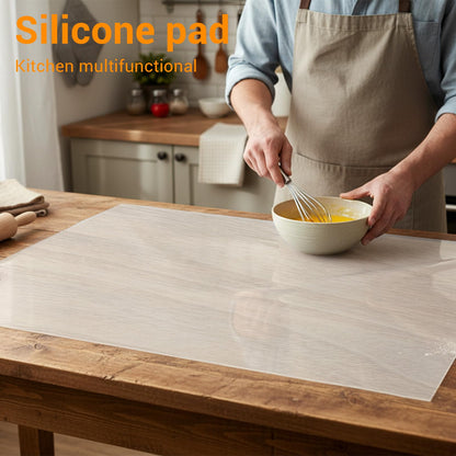 2 Pack Extra Large Silicone Mat, 24 x 36 Inches Non-Slip Heat Resistant Table Protector Clear Silicone Mat for Kitchen Counter, Painting, Clay, Projects, Arts and Crafts (Translucent)