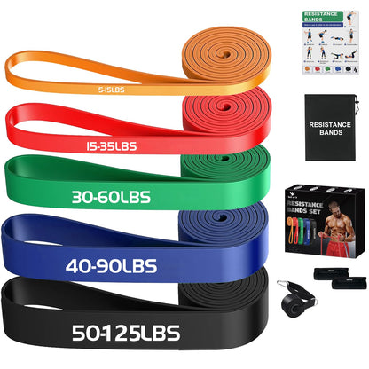 Resistance Bands Set for Men & Women - 4 Levels Exercise Band with Door Anchor, Pull Up Bands for Strength Training, Stretching, Powerlifting, Home Workouts