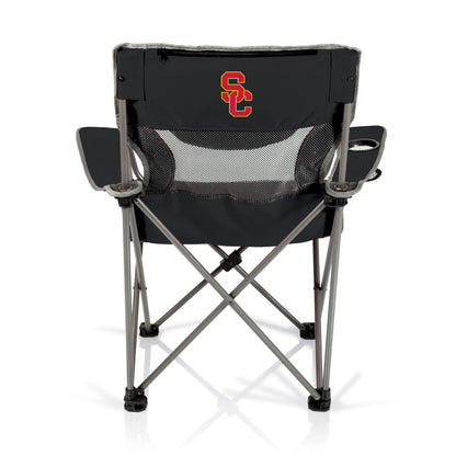 Picnic TIME NCAA USC Trojans Campsite Camping Chair, Picnic Chair, Outdoor Folding Chair with Carry Bag, Beach Chair, (Black with Gray Accents)