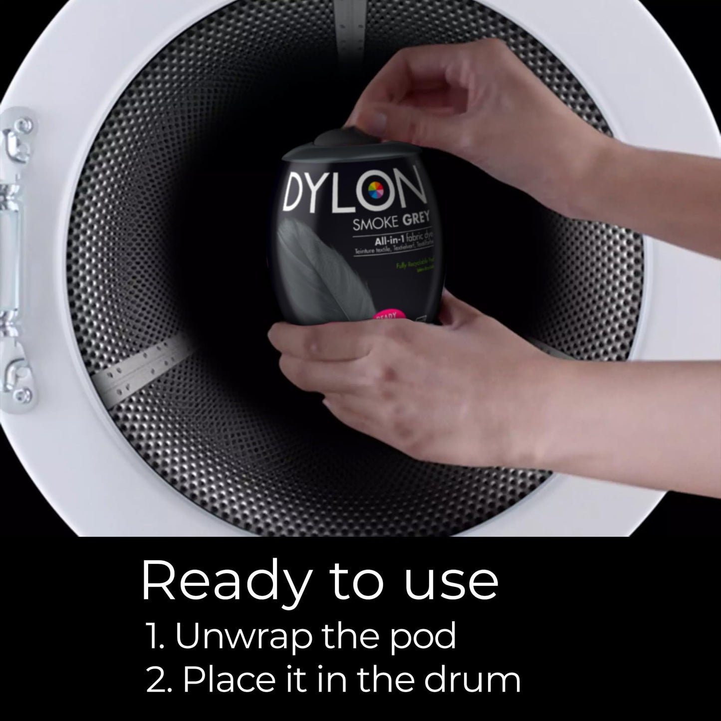 Dylon Washing Machine Fabric Dye Pod for Clothes & Soft Furnishings, Smoke Grey, 350 g (Pack of 1) (Packing May Vary)