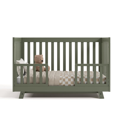 Storkcraft Beckett 3-in-1 Convertible Crib – GREENGUARD Gold Certified, Fits Standard Crib Mattress, Converts to Toddler Bed and Daybed, 4 Mattress Heights, Grow-with-Me Design (Olive)