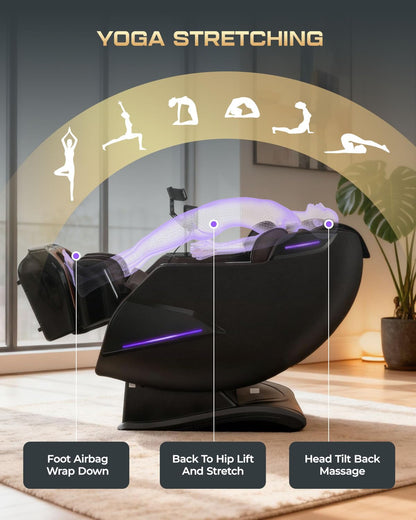 4D Massage Chairs Full Body,Zero Gravity SL-Track Shiatsu Massage Chair Recliner,Core Heating,20 Massage Techniques,Deep Yoga Stretch,Foot Rollers, Ai Voice,Touch Screen,Wireless Charging
