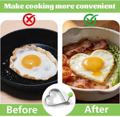 Slomg 8pcs Set Fried Egg Rings Molds Non Stick for Griddle Pan, Egg Shaper Pancake Maker with Handle, Stainless Steel Egg Form for Frying Cooking