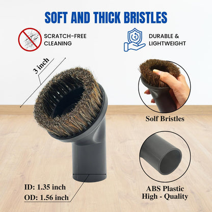 Round Horse Hair Vacuum Brush Attachment for Shark Vacuums, Compatible with Miele C1 Shark NV350 NV360 NV500 NV501 HV300 HV301 HV322 HV371 HV372 (1-3/8'' Vacuum Dusting Brush)