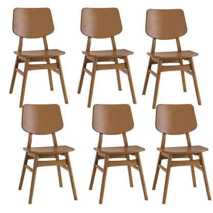 Alaterre Furniture Calais Mid Century Modern Dining Chairs Set of 6 - Solid Wood Chair Set with Armless Design - Mid Century Modern Furniture for Dining Room and Kitchen (Pecan Finish)