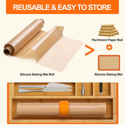 Silicone Baking Mat Roll - 12IN x 10FT Non Stick Heat Resistant Food Grade Mat, Washable Oil-Proof Liner