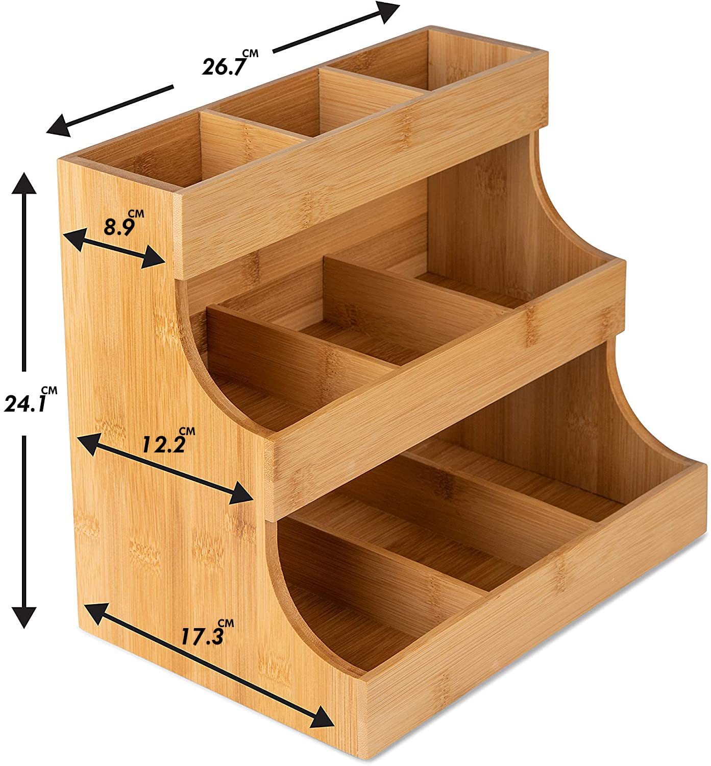 Theodore Tea Bag Organizer – Wooden Tea Organizer and Storage for Home, Kitchen, Office – 180 Tea Bag Holder - Vertical Display Tea Box. Also for Coffee Pods, Sugar, Sweeteners and Creamers.