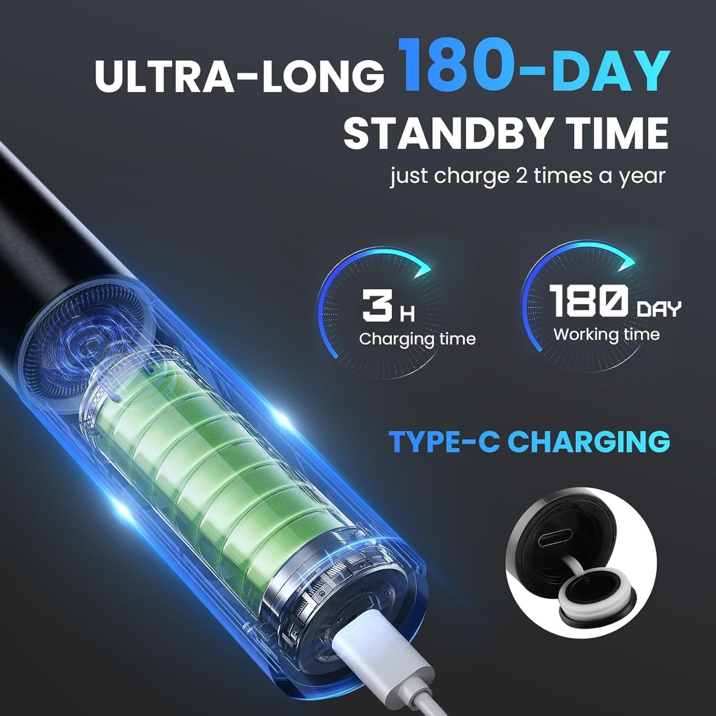 Sonic Electric Toothbrush for Adults - Rechargeable Black Electric Toothbrush with 8 Brush Heads 5 Modes Sonic Power Toothbrush with Travel Cover