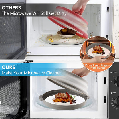 Microwave Splatter Cover with Plate Tray Set, BPA Free, 10.6 Inch Lid, Gray