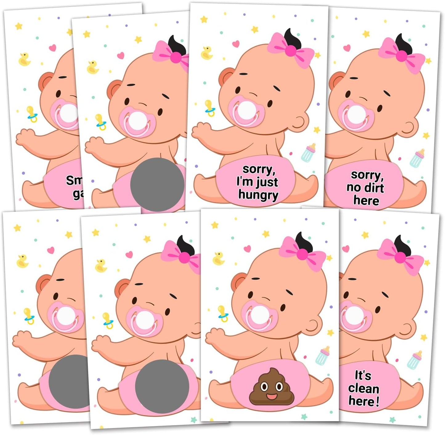 Zunaked 38 Baby Shower Raffle Card Game for Girls - Silly Activity for Ice Breakers, Door Prizes - Decorations for Baby