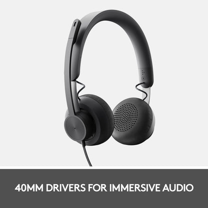 Logitech Zone Wired Noise Cancelling Headset, Certified for Microsoft Teams with Advanced Noise-canceling mic Technology for Open Office environments, USB-C with USB-A Adapter, Graphite