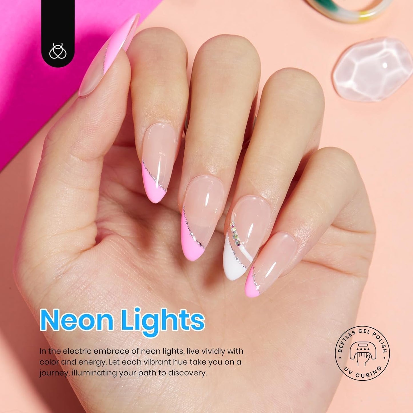 Beetles Cat Eye Gel Nail Polish Set, 6 Summer Colors Pastel Shimmer Glitter Gel Polish Kit Soak Off LED UV Curing Requires Pink Red Blue Orange Green Purple Velvet Gel with Magnet Gift for Women