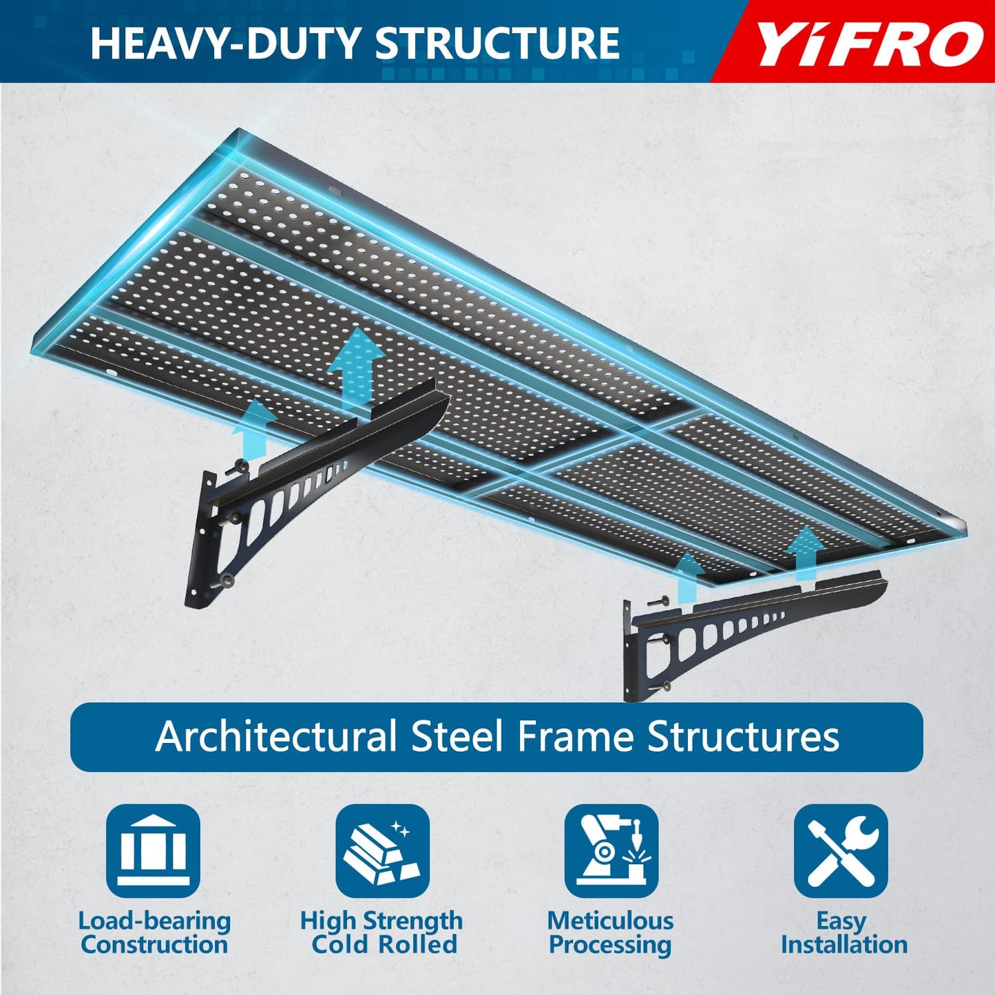 YIFRO 4-Pack 1.5x4ft Heavy Duty Garage Wall Shelving, 1000 lbs Load Capacity, Garage Shelving Wall Mounted, Storage Rack with Hooks, Black