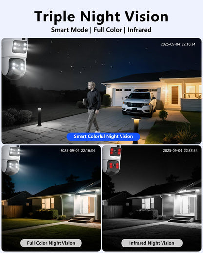 【360° View & 2-Way Audio】 4MP PTZ Security Cameras Wireless Outdoor, WiFi Home Surveillance System, Outside Wireless Security Systems, Surveillance DVR Kits