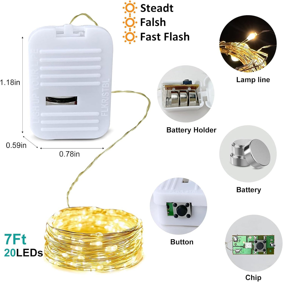 24 Pack 7FT 20LED Led Fairy Lights - Warm White, Battery Operated LED Silver Wire String Lights, Mini Firefly Starry