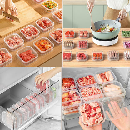 Food Storage Containers with Lids, Clear Plastic Fridge Organizer Bins, 350ml Sealed Reusable Kitchen Storage Boxes,