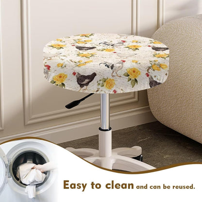 Set Boho Chicken Stool Seat Covers Round Stool Cushion Yellow Flower Slipcover Stool Cover Bar Chair Covers for Home