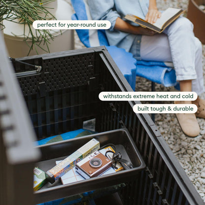 Veradek Everything Deck Box 120 Gallon | Lockable Storage Box and Organization for Patio Furniture, Outdoor Cushions, Throw Pillows, and Garden Tools
