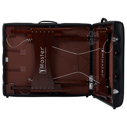 Master Massage Newport Black 30" Professional Portable Massage Table Package in Black with Ambient Lighting System
