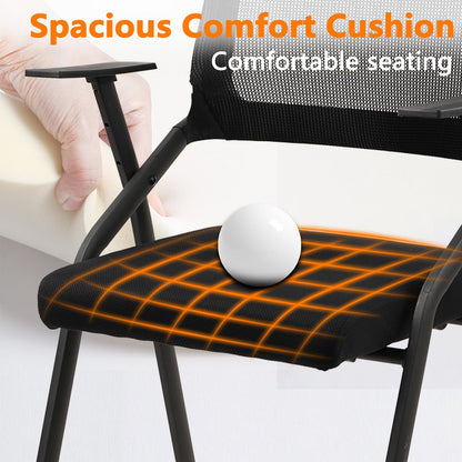 CLATINA Stackable & Foldable Office Chairs with Ergonomic Lumbar Support and Thickened Seat Cushion, Folding Mesh Fabric Reception Guest Chair for School Church Conference Waiting Room Black (6 pk)