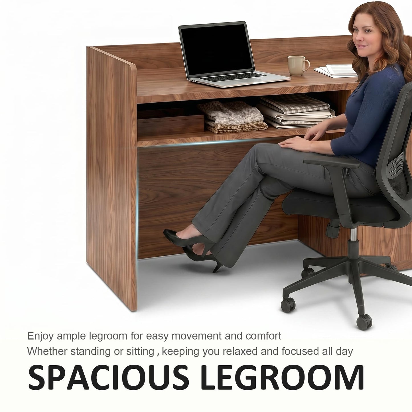 YTElantivo Modern Reception Desk with Drawer and File Cabinet - Front Counter Table for Office, Salon, Spa, Retail - Small Reception Desk for Small Spaces - European Oak - 47.24in