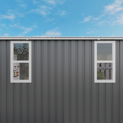 Vigo huseeo 10x12x6.7FT Outdoor Storage Shed, Galvanized Steel Garden Shed with Lockable Door & Window, Waterproof Metal Tool Storage for Garden, Backyard, Patio, Lawn